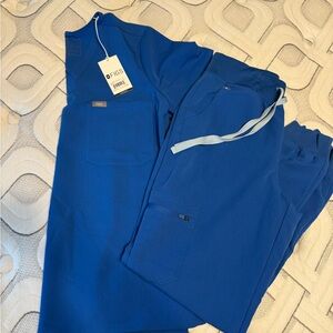 Figs Royal Blue Scrub Set